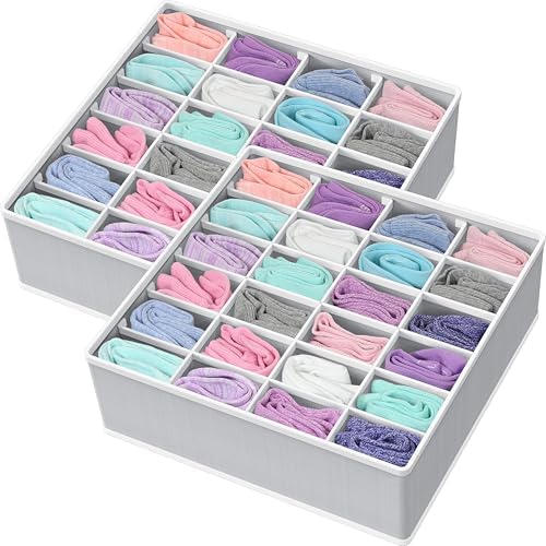 Simple Houseware 2 Pack Closet Sock Organizer, 24 Cell by SimpleHouseware