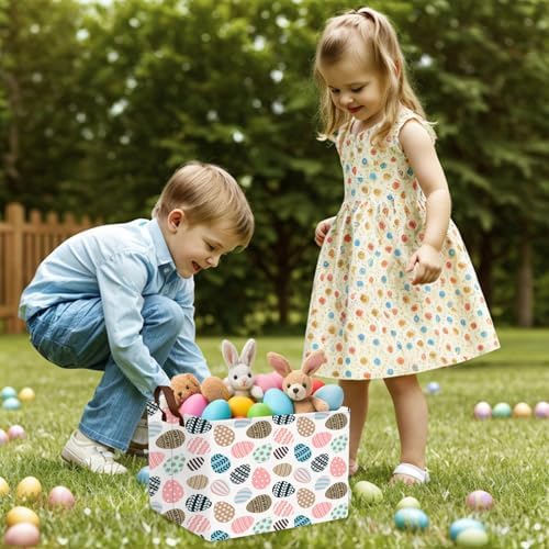 Large Cute Easter Basket for Kid Empty Gift Baby Rectangle Storage Bin Bunny - Image 5