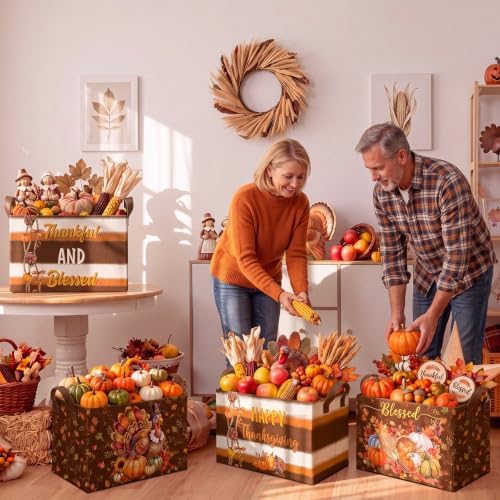 4 Pcs Fall Storage Basket for Gifts Empty Large Thanksgiving Turkey Storage Bins - Image 4