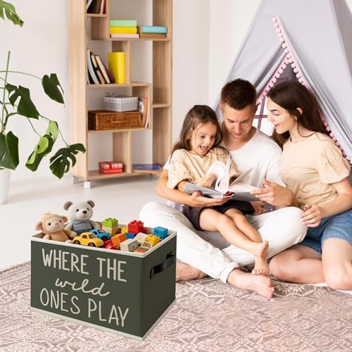 Green Boho Classroom Foldable Storage Bins Box - Image 3