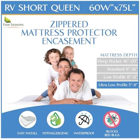 RV Short Queen Size Mattress or Box Spring Encasement by FourSeasonsEssentials