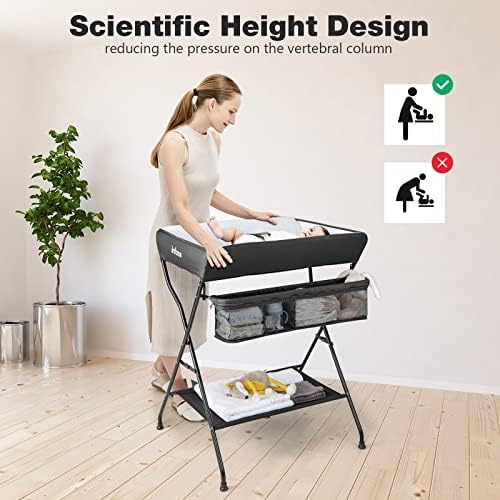 INFANS Baby Changing Table, Folding Diaper Station Portable Nursery Organizer - Image 3