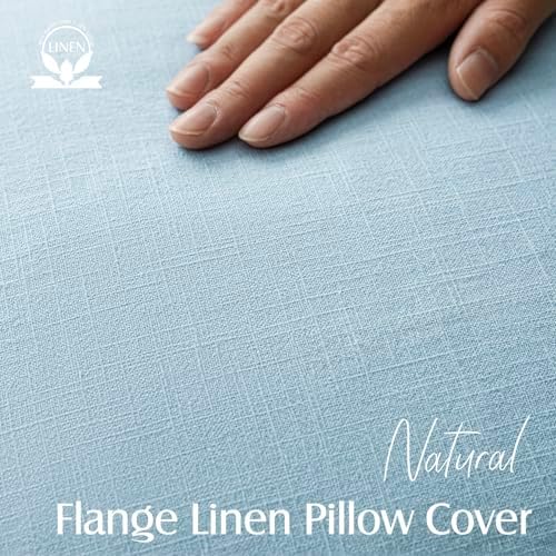 Foindtower Linen Solid Decorative Throw Pillow Covers 20x20 Inch Light Blue - Image 2