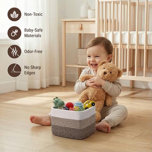 5-Pack Storage Cubes Woven Rope Baskets, 2 Sizes Organizer Bins - Image 4