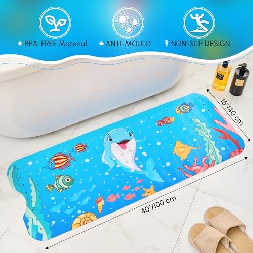 Vannokor Baby Bath Mat for Tub Non Slip Kids, 40 X 16 Inch Extra Long Bathtub - Image 3