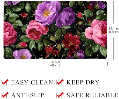 Shower Mat Non Slip 26.8 x 15.1 Inches, Tropical Flower Bathtub Mat Shower - Image 4