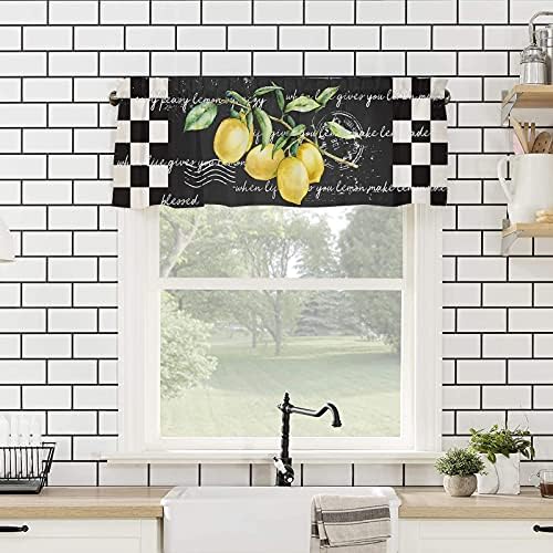 Valance Curtains for Kitchen Window, Summer Tropical Lemon Rod Pocket Valances - Image 4