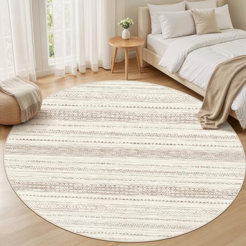Nakagishi Round Rug Boho Area Rugs: 5x5 Washable Large Circle Neutral Soft - Image 5