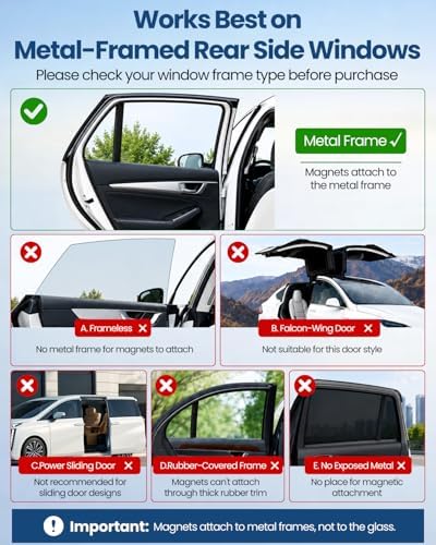 Car Window Shades, 8 Strong Magnets Magnetic Side Window Sun Shade - Image 6