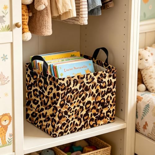 Rectangular leopard print baskets, Kids Storage Bins, Collapsible Canvas - Image 5