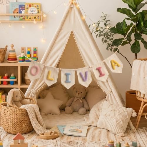 Personalized Baby Name Banner for Nursery, Custom Handmade Yarn Letter Banner - Image 7