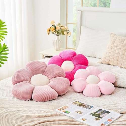 Kcvvcr Dusty Pink Flower Pillow, 17.7" Cute Flower Shaped Floor Pillow - Image 4