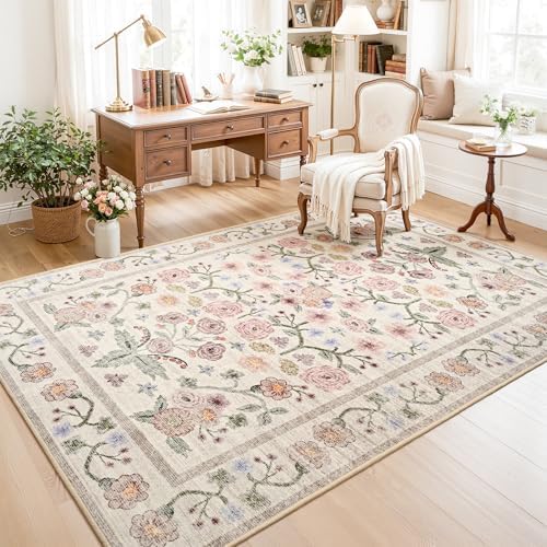 6x9 Area Rugs for Living Room Bedroom Floral Large Rug - Image 4