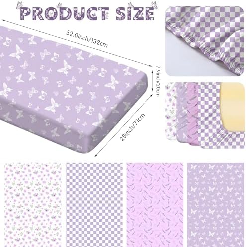 Moukeren 4 Pcs Crib Sheets 52"x28" - Image 2