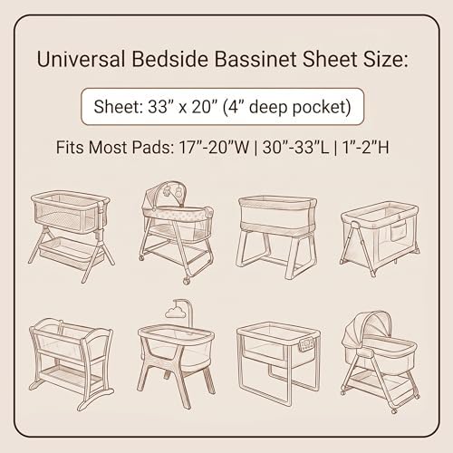 Muslin Bassinet Sheets 2 Pack, Soft Fitted Bedside Sleeper Sheet 33x20 Inch - Image 4