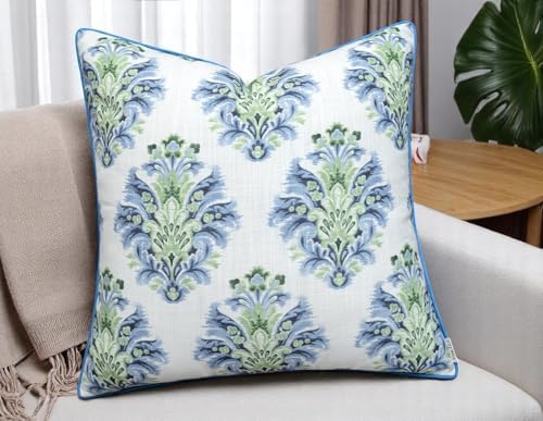 Blue Green Damask Medallion 18x18 Throw Pillow Cover - Image 6