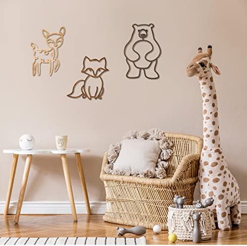 Yulejo Nursery Wall Decor 3 Pieces Jungle Theme Nursery Decor Wooden Animal - Image 3