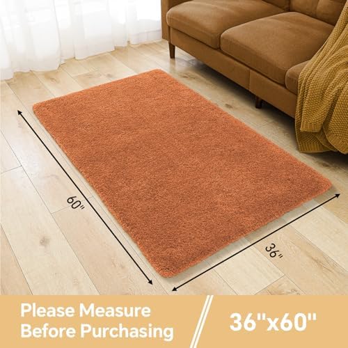 Polyester Bathroom Rug 36"x60" Burnt Orange, Large Soft Bath Mat - Image 2