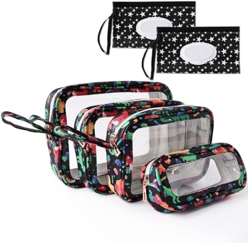 6 PCS Set TPU Diaper Bag Organizer Pouches & Wipe Dispenser Dinosaur by JAYTEM
