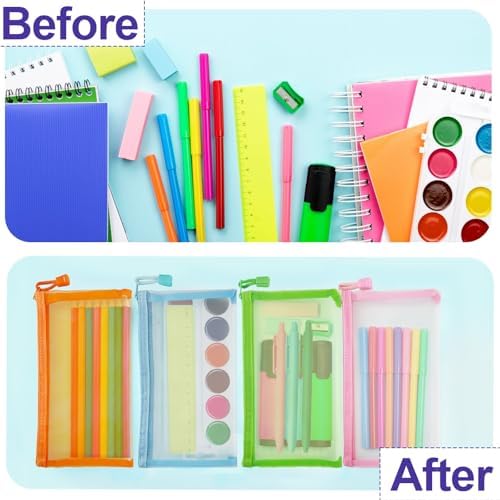 Mesh Pouches, Mesh Bags with Zipper Nylon Makeup Pouches Bag Cosmetic Pouch - Image 7
