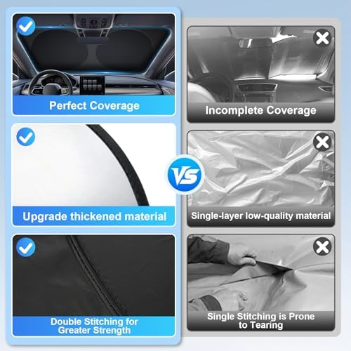 JUSTTOP 300T Double-Layer Design Universal Car Windshield Sun Shade, Foldable - Image 6