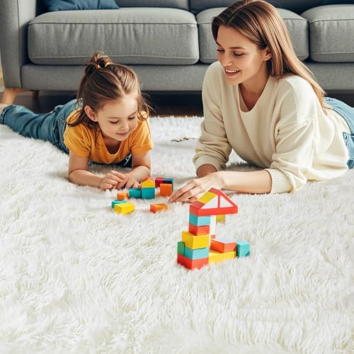 Ivory Cream Fluffy Shag Runner Rug, Washable Non Slip Plush Carpet - Image 2