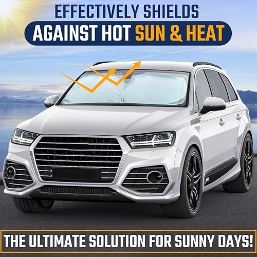 Econour Car Windshield Sun Shade, Foldable Front Window Sunshade, Sun Visor - Image 2