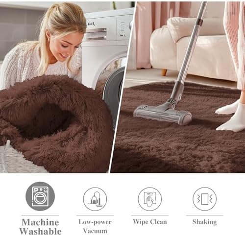 OLANLY Coffee Round Rugs for Bedroom - Image 2