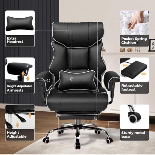 GTPLAYER Big and Tall Gaming Chair 400lbs Heavy Duty Office Chair - Image 5