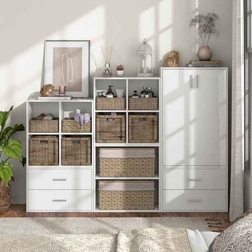 Homes: Inside + Out Apexa 4-Cube Storage Organizer Shelves, Stackable Wood - Image 2