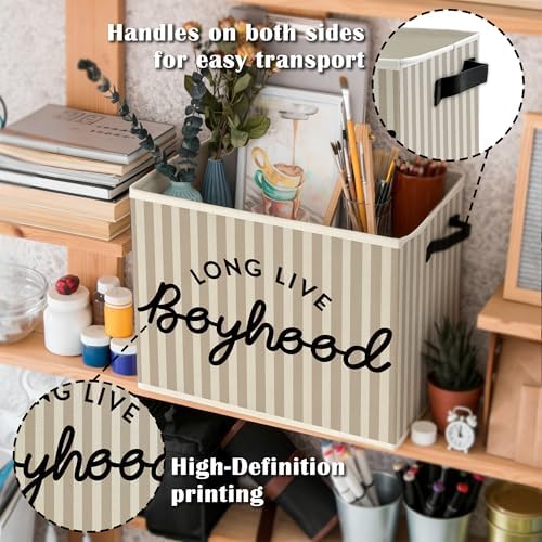 Black Long Live Boyhood Boys Storage Bins Box - Image 5