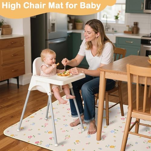 Baby Splat Mat for Under High Chair, Waterproof Floor Protector - Image 2