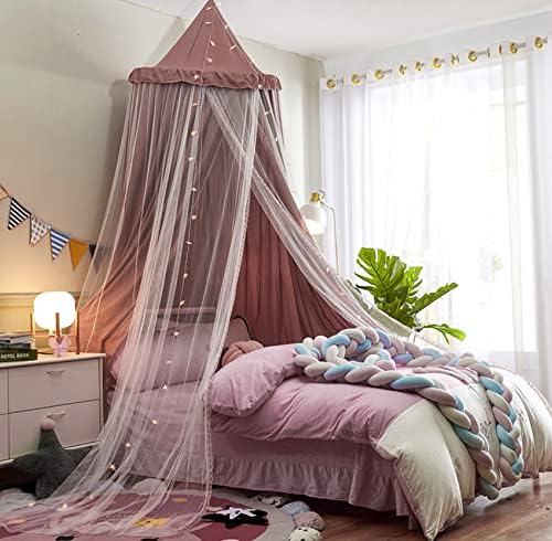 VETHIN Bed Canopy Double Layer Princess Round Dome Dreamy Mosquito Net Bedding by VETHIN