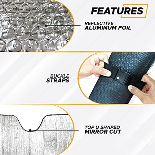EcoNour Accordion Car Windshield Sun Shade | Reflective Car Window Shades - Image 4
