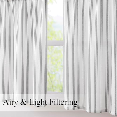 ZJDECOR Black White Stripe Semi Sheer Kitchen Window Valances - Image 6
