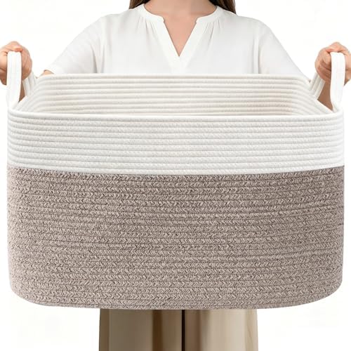 96L Laundry Basket with Handles, Extra Blanket Basket by HZFTJOY