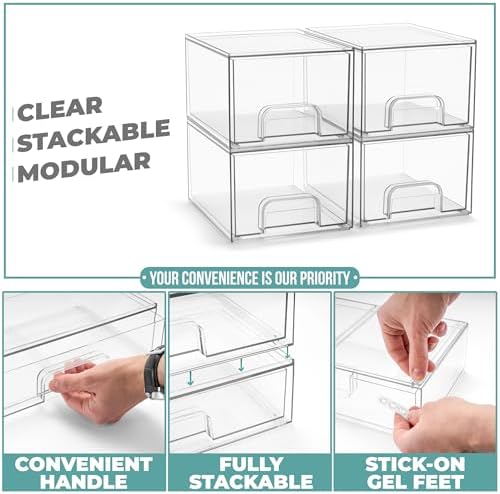 Sorbus Clear Stackable Baby Bottle Organizer Bins – 4 Pack Modular Plastic - Image 5