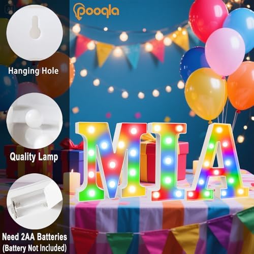 Pooqla LED Light Up Letters, Warm White and Colorful Lighted Marquee Letters - Image 4