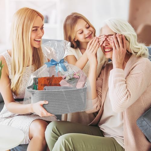 Cute Gray Gift Basket, Woven Baskets - Image 3