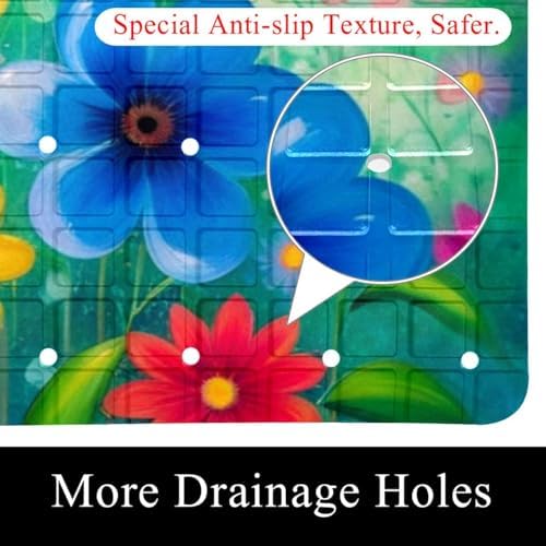 Shower Mat Non Slip, Watercolor Floral Anti Slip Bath Mat - Image 2