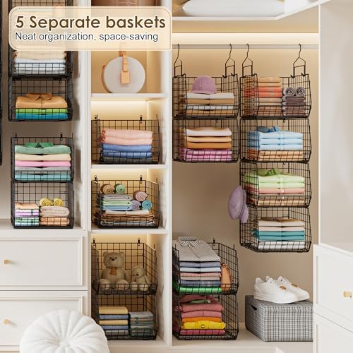 Capacity Upgrade Edition Deeper 4'' 5 Tier Foldable Hanging Closet Organizer - Image 4