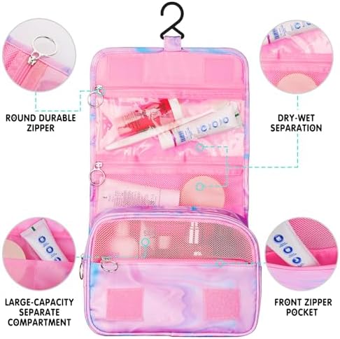 Pink Hanging Toiletry Bag for Girls, Travel Toiletry Bag for Teen Girls - Image 5