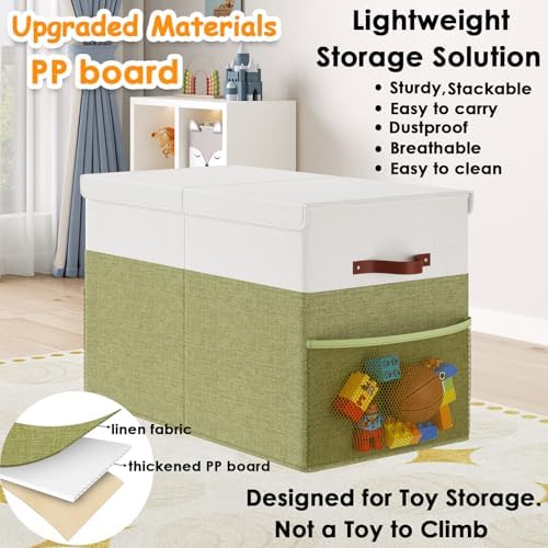 Large Toy Storage Box with Lid, Toy Chest with Divider, Foldable Organizer - Image 3