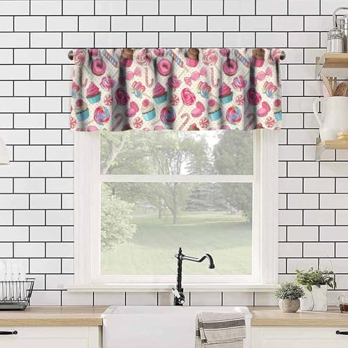 Dessert Valances Curtains Lollipop Candy Macaroon Cupcake Polka Dots Window - Image 4