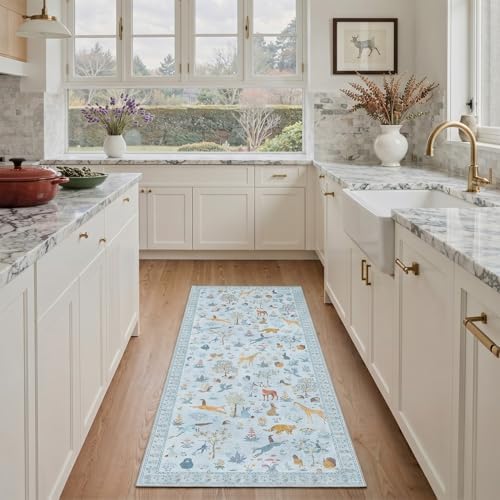 BESBLEE 2'6X10 Washable Kitchen Runner Rug, Animal Non Slip by BESBLEE