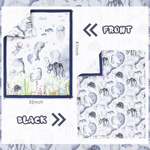 Hahafelt 3 Pcs Nautical Ocean Baby Crib Bedding Set - Image 4