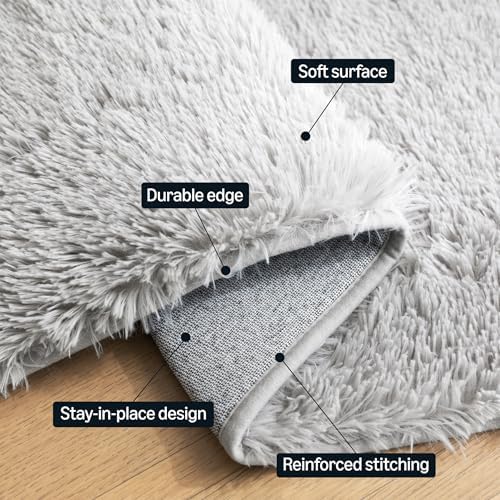 Amazon Basics Fluffy Washable Area Rug, Shaggy Carpet - Image 3