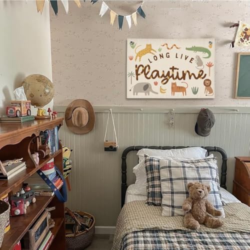 Playroom Woodland Animal Wall Decor, Toddler Playroom Decor Hanging Linen Banner - Image 2