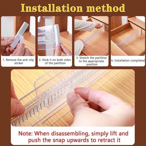 8 Pcs Drawer Dividers for Clothes, 3.15" High 11.34"-19.69" clear - Image 5