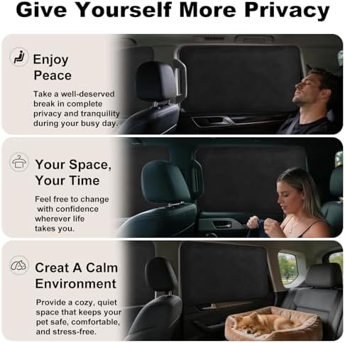 XCBYT Magnetic Car Side Window Shades, 100% Blackout Privacy Soft Suede - Image 2